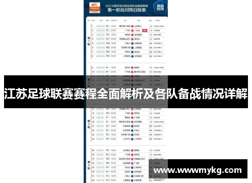 江苏足球联赛赛程全面解析及各队备战情况详解